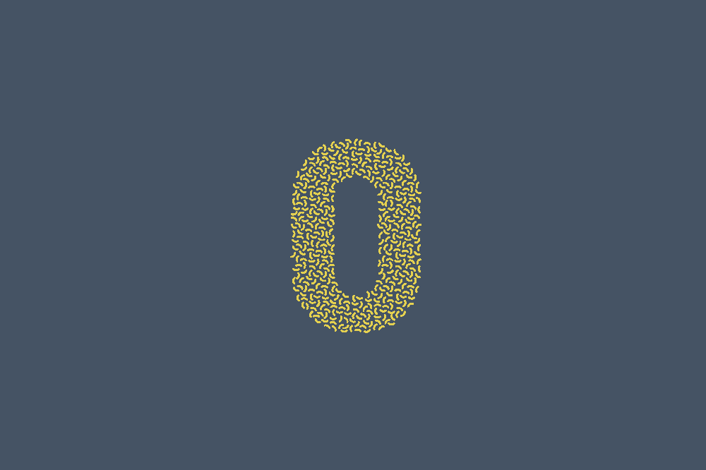 Numbers made from the custom typeface designed to visualise tinnitus