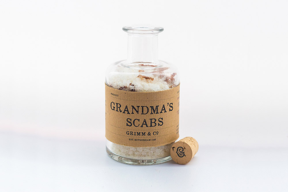 Packaging design for Grandmas Scabs