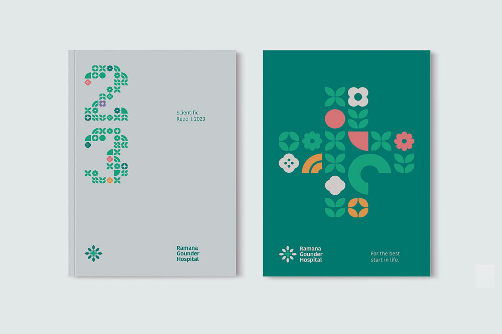 Brochure design cover for Ramana Gounder Hospital in India
