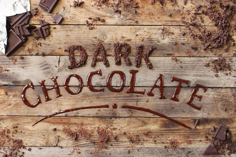 Tactile typography created from dark chocolate