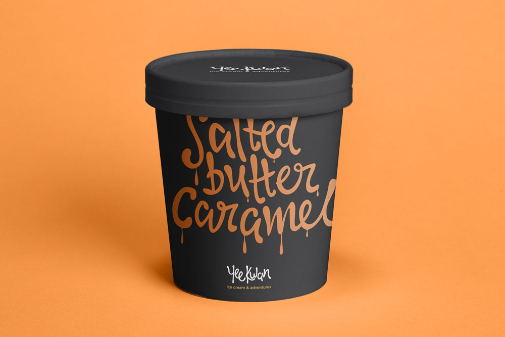 Brand packaging for Yee Kwan Salted Caramel flavour