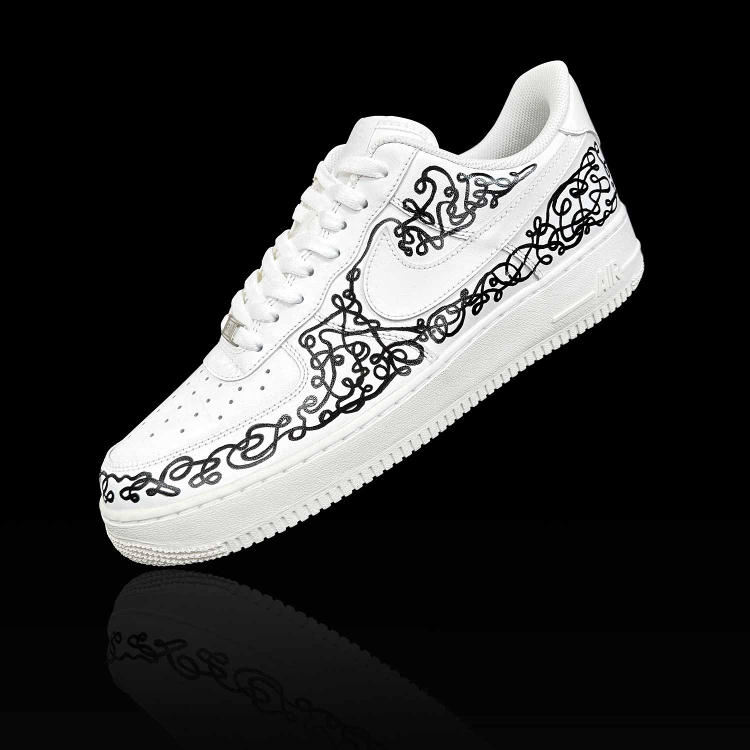 Hand drawn squiggle on Nike Air Force 1s