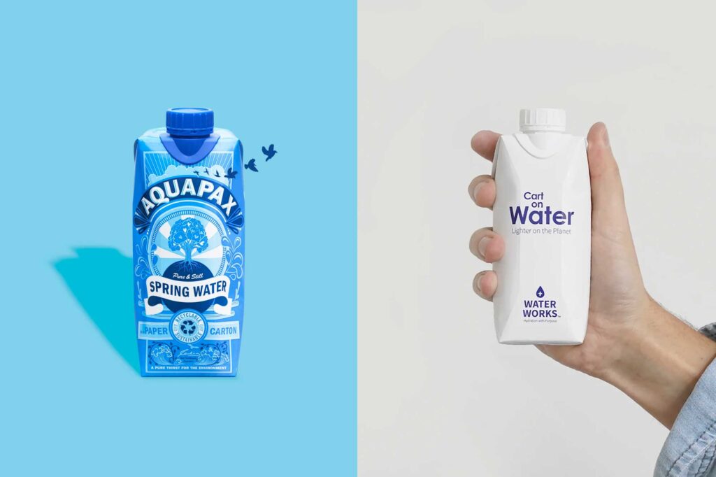Comparison of 2 carton water companies branding