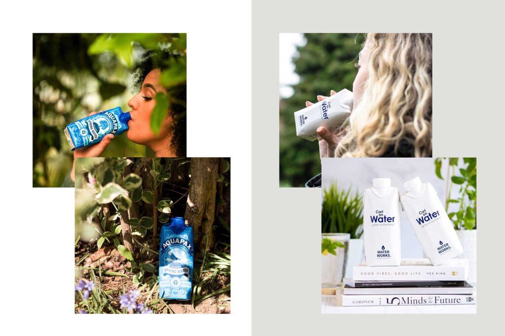 Comparison of 2 carton water companies art direction